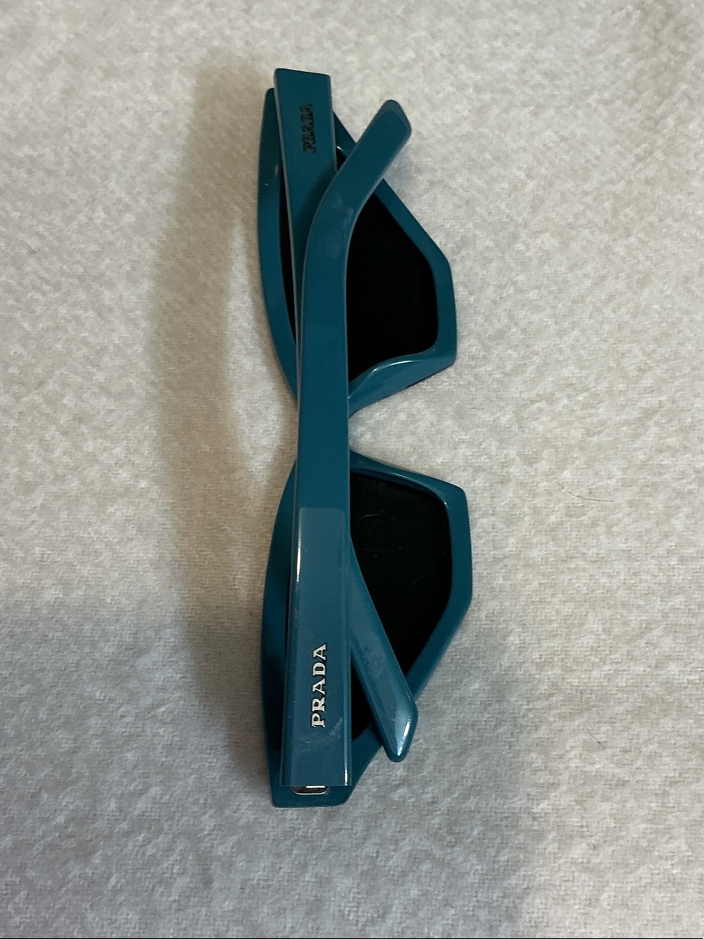Prada Blue Camouflage Cat-Eye Sunglasses with Striped Arms - Picture 3 of 3